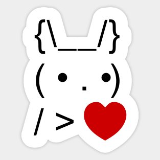 ASCII Text Art Bunny Rabbit Give Heart Sticker